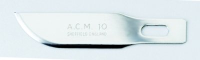 Swann Morton ACM No 10 Blade. Product No 9130 ( 5 carded ) or 9301 ( 50 Box )