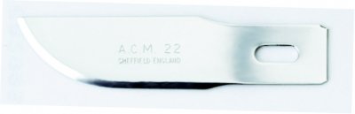 Swann Morton ACM No 22 Blade. Product No 9142 ( 5 carded ) or 9308 ( 50 Box )