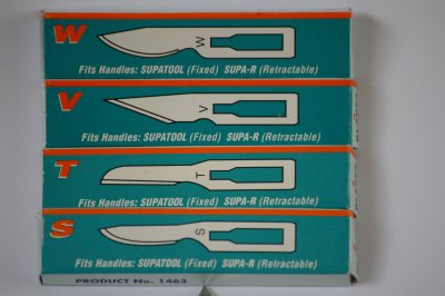 5 each Swann Morton Supatool S, T, V and W Blades
