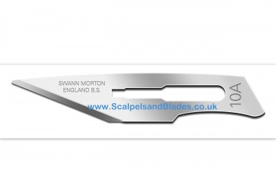 * Box of 100  No 10A Non Sterile Carbon Steel Scalpel Blade Swann Morton.. Product No 0102 *