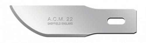 Swann Morton ACM No 22 Blade. Product No 9142 ( 5 carded ) or 9308 ( 50 Box )